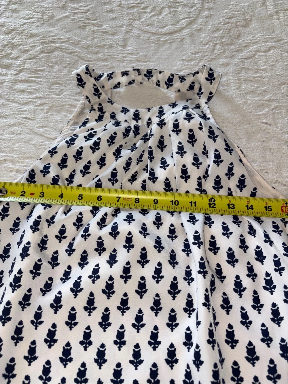 J. Crew Lined Cream Dress with Blue Floral Print EUC 6